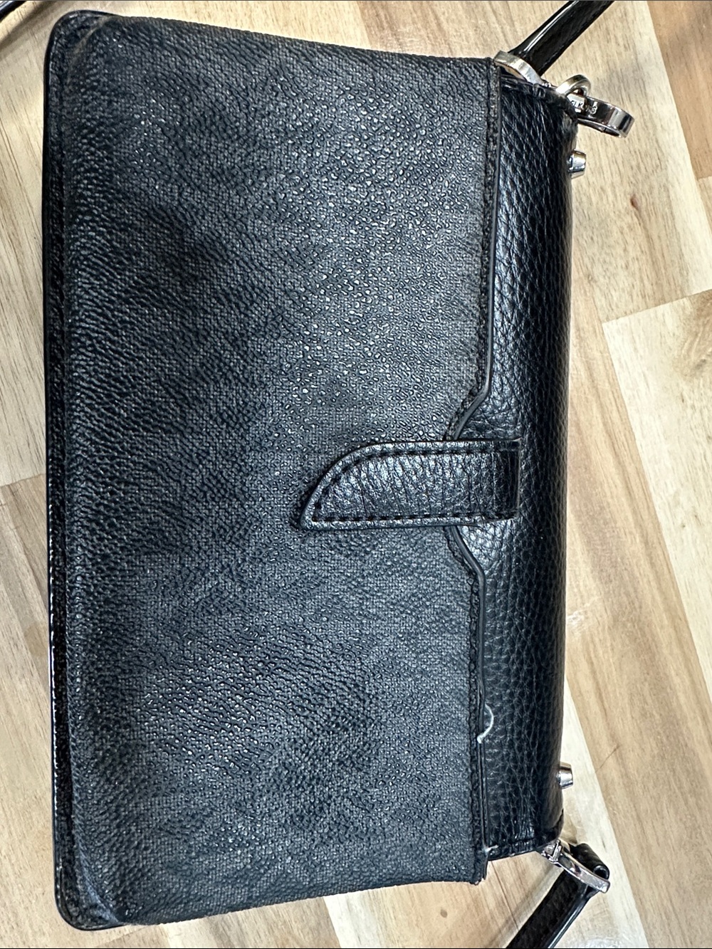 Michael Kors Black Studded Pebbled Leather Crossbody Wallet - Picture 3 of 4